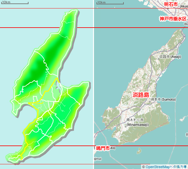 淡路島と佐渡を比較