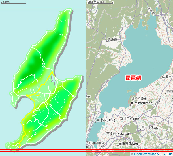 琵琶湖と佐渡を比較