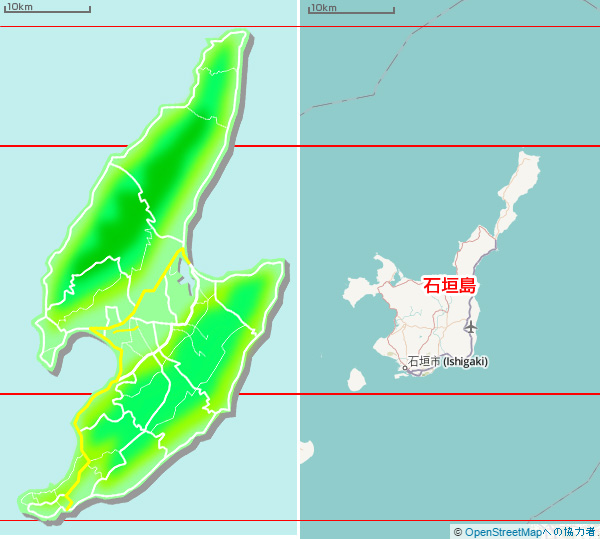 石垣島と佐渡を比較